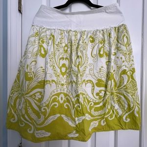 JCrew Chartreuse, paisley skirt